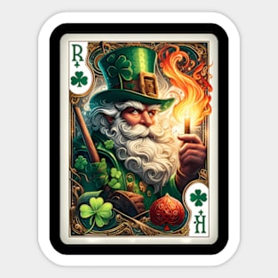 St. Patrick'S Day Leprechaun Shamrock Card Poker Playing Sticker